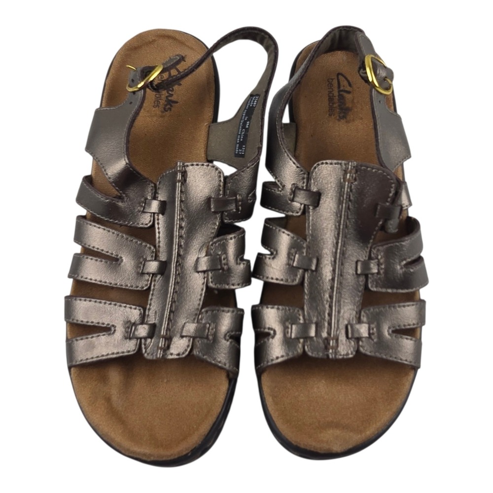 Clarks Lexi Marigold Comfort Sandals 9M Strappy Pewter Bronze 37487